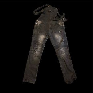 Black biker overalls